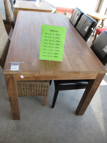 <p>Table Teck 180 * 90 Cm<br />ANT 180<br />525,00 € T.T.C<br /><a href="/Article/462?type=neuf" style="color:white;" target="_blank">Lien vers l&#39;article</a></p>