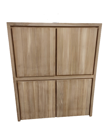 <p>Bar 4 portes Teck<br /> L 125 x P 45 x H 150 Cm S.114<br />1 399,00 € T.T.C<br /><a href="/Article/4053?type=neuf" style="color:white;" target="_blank">Lien vers l&#39;article</a></p>